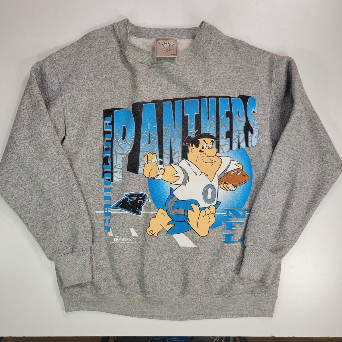 1993 Fred Flintstone NFL Carolina Panthers Gray Crewneck Sweatshirt Size Large eBay