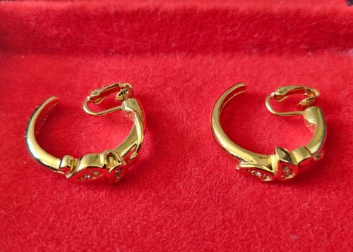 Vintage Paar schöne goldfarbene Metall Schmuck Ohrclips