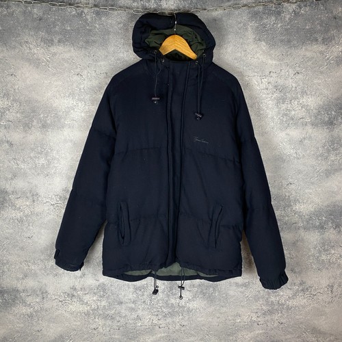 Men’s Vintage Thomas Burberry Wool Down Jacket Puffer Blue Size L