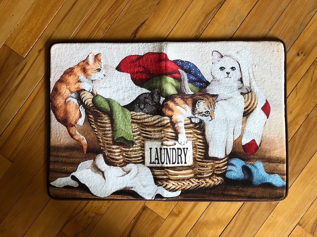 Cool Kitty Meow Cats Laundry Basket Floor Rug Novelty Tabby Cat