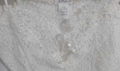 Vintage White Nylon Lace Beaded Camisole Panty 2 Piece Set Lingerie High Cut - Picture 7 of 11