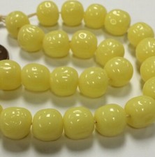 20 VINTAGE JAPAN CHERRY BRAND GLASS PALE YELLOW 12mm. BAROQUE ROUND BEADS 4615T
