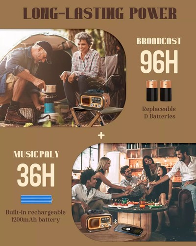 Multi-function solar Retro Radio Bluetooth speaker Portable Radio FM AM SW - Picture 6 of 13