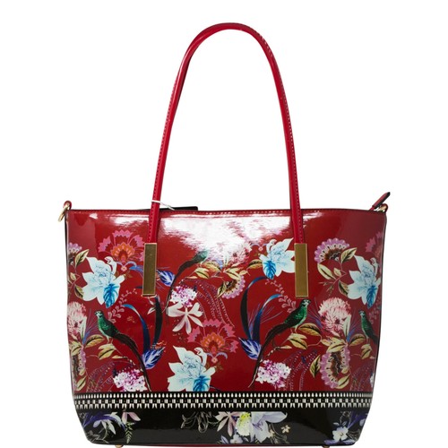 Ladies Vibrant Tote Bag PeaCock Purse Women Patent Floral Shoulder Handbag J2118 - Picture 40 of 44
