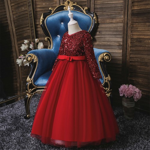 Kids Flower Girls Bridesmaid Princess Tulle Dress Birthday Christams Party Gown - Picture 37 of 39