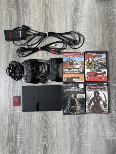 PS2 Slim Bundle. 2 Controllers, 4 Games, Memory Card & Cables. Tested & Working