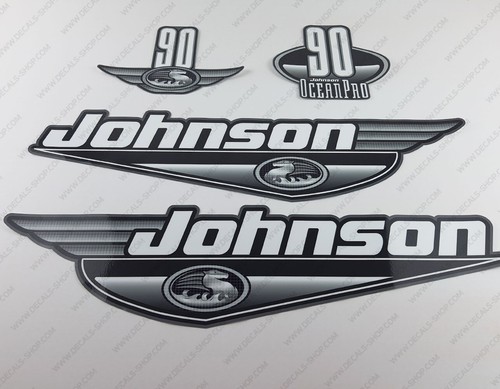 Johnson 90 HP Ocean Pro 1999-2000 Outboard Decals Sticker Set Gray - Foto 1 di 8