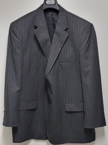 Chaps Suit Jacket Blazer Mens 48R Sport Coat Wool Gray Striped - Picture 2 of 17