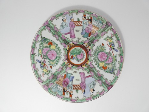 VINTAGE CHINESE FAMILLE ROSE MEDALLION 10" PLATES SIGNED - SET OF 5 - Picture 2 of 17