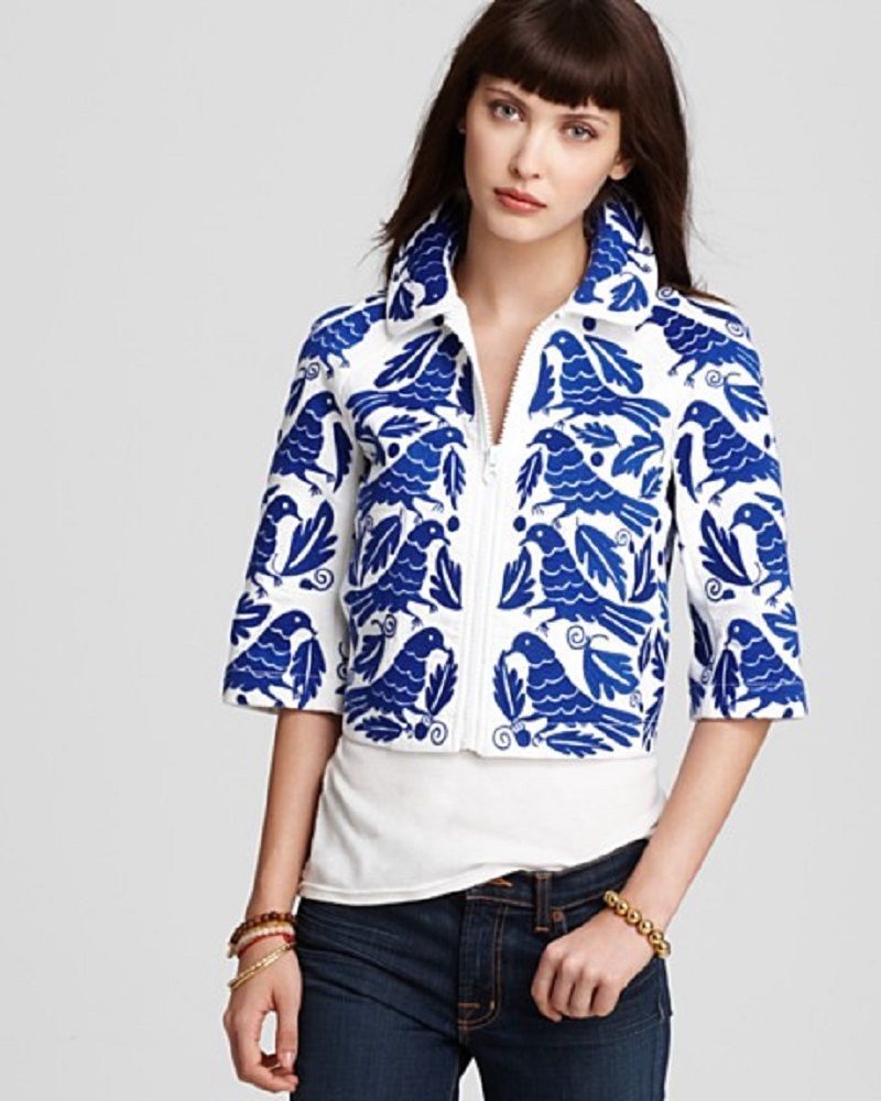 Juicy Couture Lgoon Blue Embroidered Cotton Embroid Jacket