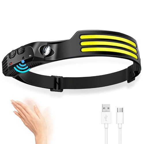 COB LED Headlamp USB Rechargeable Headlight Bar Head Band Torch Work Light 6000K - Picture 9 of 9
