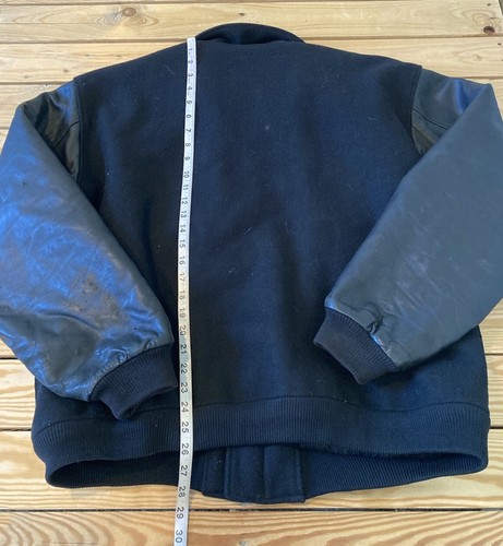 Golden Bear Onamac Men’s Full zip Leather Wool Jacket size 2XL Black DJ - Picture 8 of 10