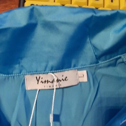 NEW ! Yimanie Women Pajamas Silk Satin Short Sleeve & Pants Sets Light Blue Sz L - Picture 10 of 10