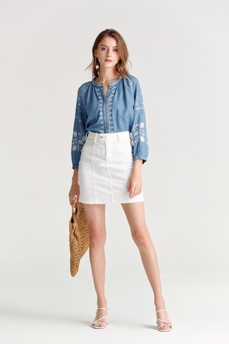 Denim Embroidery Top - Picture 5 of 8