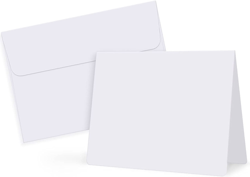50 Pack White-Blank-Cards-And-Envelopes-5X7-Heavyweight-Folded-Cardstock-And-A7