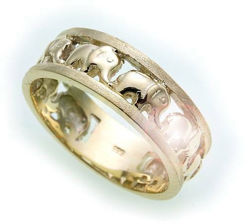 Anillo unisex elefante oro auténtico 333 8 quilates calidad parcialmente mate Alemania oro amarillo - Imagen 2 de 2