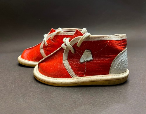 Vintage Soviet Children's Footwear Red Leather Shoes Boots Made in the USSR - Picture 4 of 7