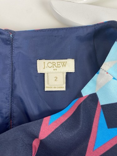 J.Crew Mujer Vestido Estampado Geométrico Multicolor, Talla 2, Forrado, Manga Corta - Imagen 6 de 6