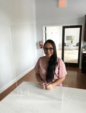 SNEEZE GUARD, CLEAR ACRYLIC CASHIER SHIELD for CHECKOUT COUNTER 32" X 24"