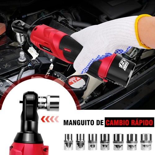 500Nm Electric Cordless Right Ratchet 3/8'' 90 Angle Wrench Power 2x Battery Kit - Picture 5 of 6