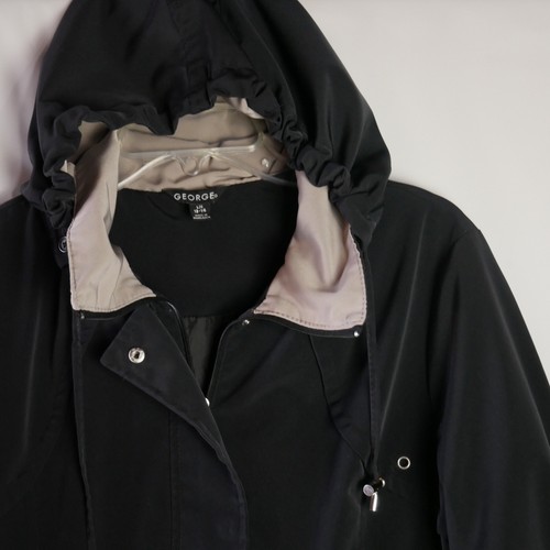 George Damen Größe L Parka Mantel Kapuze schwarz gefüttert abnehmbare Kapuze - Bild 11 von 19