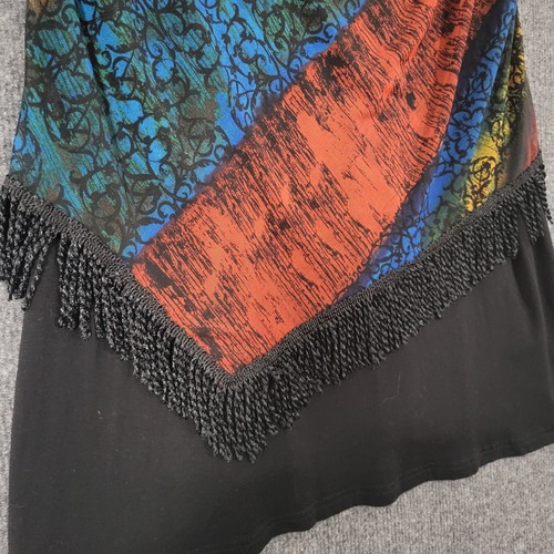 CALESSA Artsy Multicolor Mesh Fringe Long Sleeve Cowl Neck Tunic Top SIZE MEDIUM - Picture 5 of 12