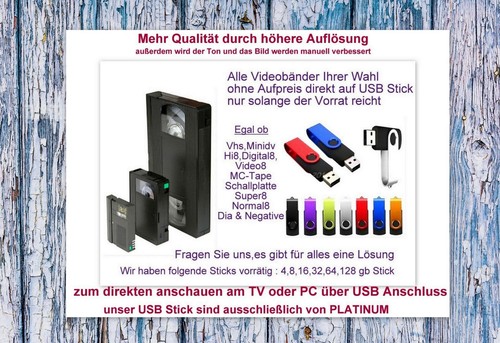 VHS-C digitalisieren / überspielen im MP4 Format auf USB Stick inkl 20 Kassetten
