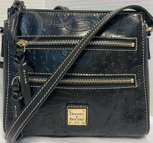 *Dooney & Bourke*Disney Parks*Black Leather*Sketch*Triple Zip Crossbody*22046A - Picture 1 of 8