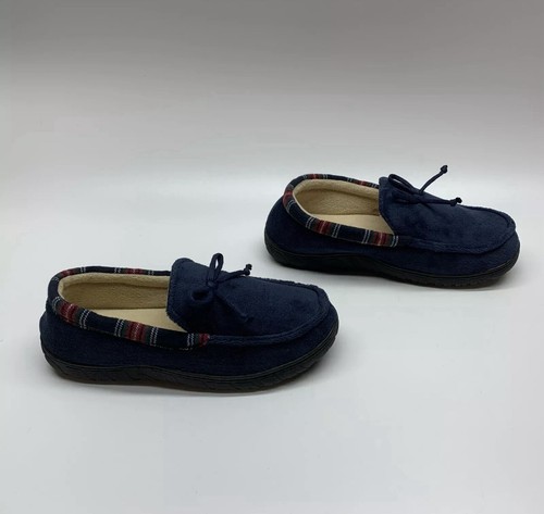 Totes Toasties Slippers Slip On Navy Plaid Memory Foam Shoe Mens Medium 8 - 9 - Picture 8 of 9