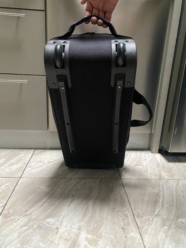 LL Bean Navy Blue & Black Adventure Wheeled Duffel Bag 23x12x10 - Picture 4 of 9