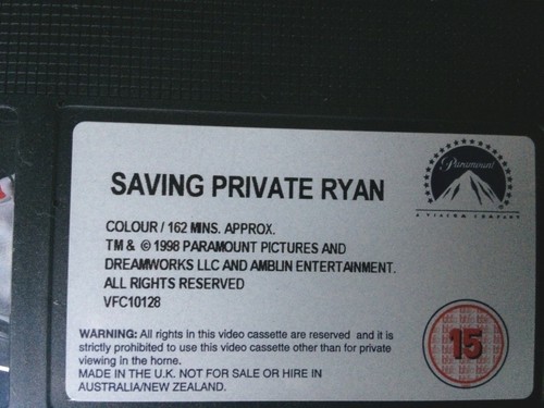 SAVING PRIVATE RYAN - TOM HANKS VHS / Still sealed / MINT CASSETTE / UN-PLAYED - Picture 8 of 8