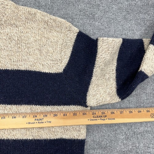 LL Bean Sweater Men L Long Wool Blend Vintage Made In USA Colorblock Hoop Stripe - Picture 4 of 7