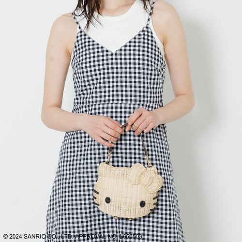 ACCOMMODE Sanrio Characters Hello Kitty Rattan 2way Bag Natural NEW - Picture 4 of 11