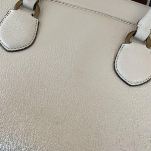 Lauren Ralph Lauren Ricky 2Way Shoulder Bag Handbag White Leather Turn Lock - Picture 11 of 12