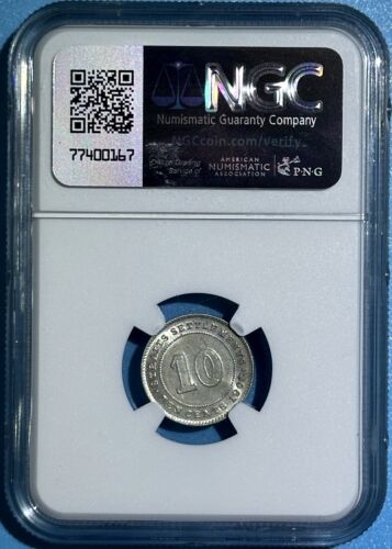 Straits Settlements 1902 Silver Coin 10 Cents Edward VII Pre Malaysia NGC AU 55 - Picture 2 of 2