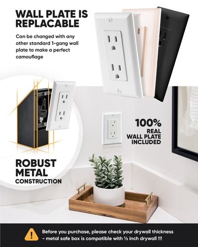 Hidden Wall Safe Outlet With Key Lock Electric Socket Covert Single Or Double - Picture 14 of 25