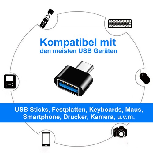4x USB C auf USB A Adapter OTG -USB Stick Laptop Samsung Xiaomi MacBook Buchse - Afbeelding 2 van 5
