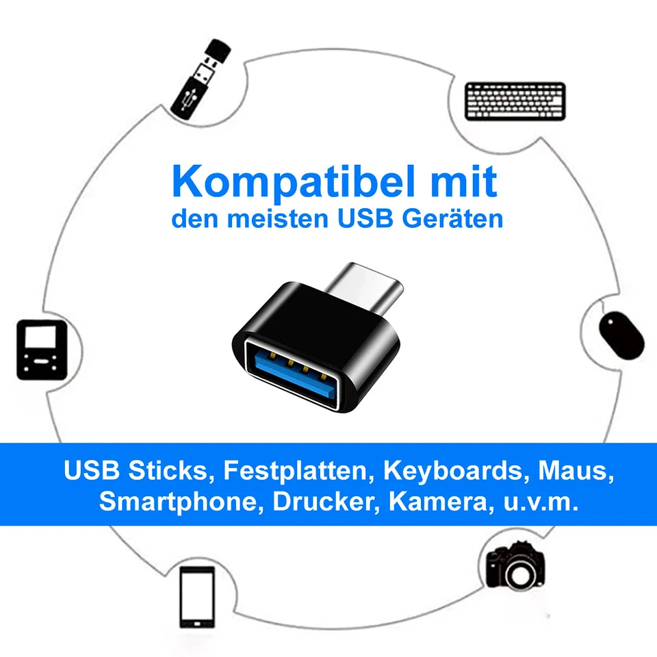 4x USB C auf USB A Adapter OTG -USB Stick Laptop Samsung Xiaomi MacBook Buchse - Bild 2 von 4