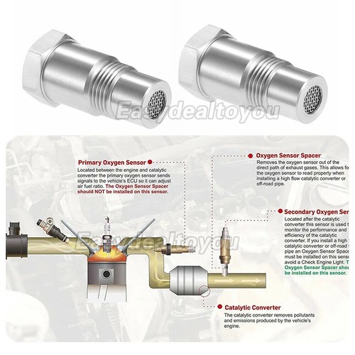 2X Oxygen O2 Sensor Spacer Adapter Catalytic Converter Fix Check Engine Light - Picture 7 of 10