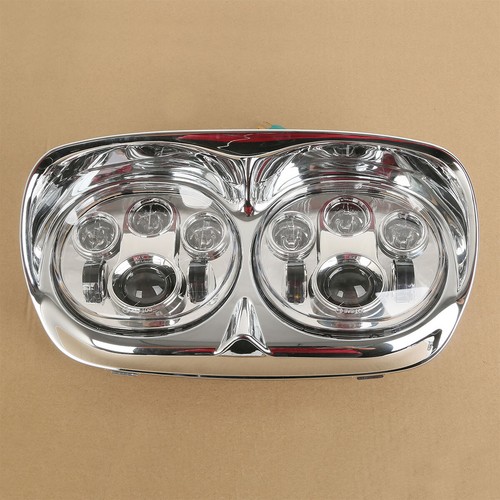 Dual LED Projector Headlight Chrome Housing Fits For Harley Road Glide 1998-2013 - Picture 10 of 14