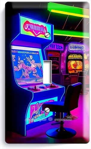 COLORFUL RETRO ARCADE MACHINES LIGHT SWITCH OUTLET WALL PLATE GAME ROOM HD DECOR - Picture 3 of 34