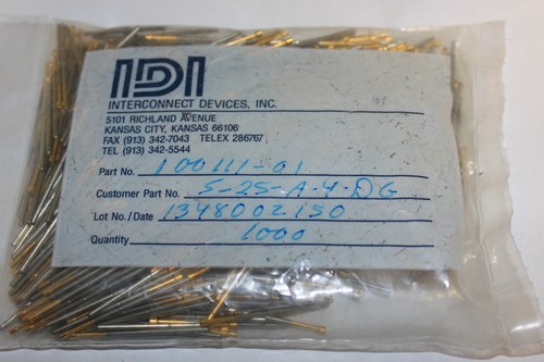 100 of interconnect IDI 100111-01 Contact Pin Test Probe Steel Gold Plated New - Picture 2 of 2