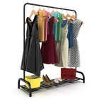 Black Varnish Metal Clothes Rail & Shoe Rack, 160x45x120 cm, Modern Design