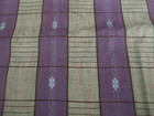 Cotton Blend Fabric Wide Blue and Green Stripe Check With Motif 2yd 25" x 44