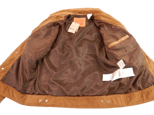 Levi's New With Tags 2013 Slim Fit Suede Trucker Jacket Medium Saddle Brown - Picture 11 of 12