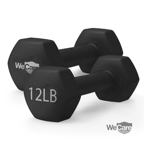 Fitness, 12Lb Neoprene Dumbbell, Pair - Black - Picture 10 of 12