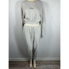 Victoria's Secret 2 pc PINK Rare Floral Light Gray Sweat Set in Size M/L