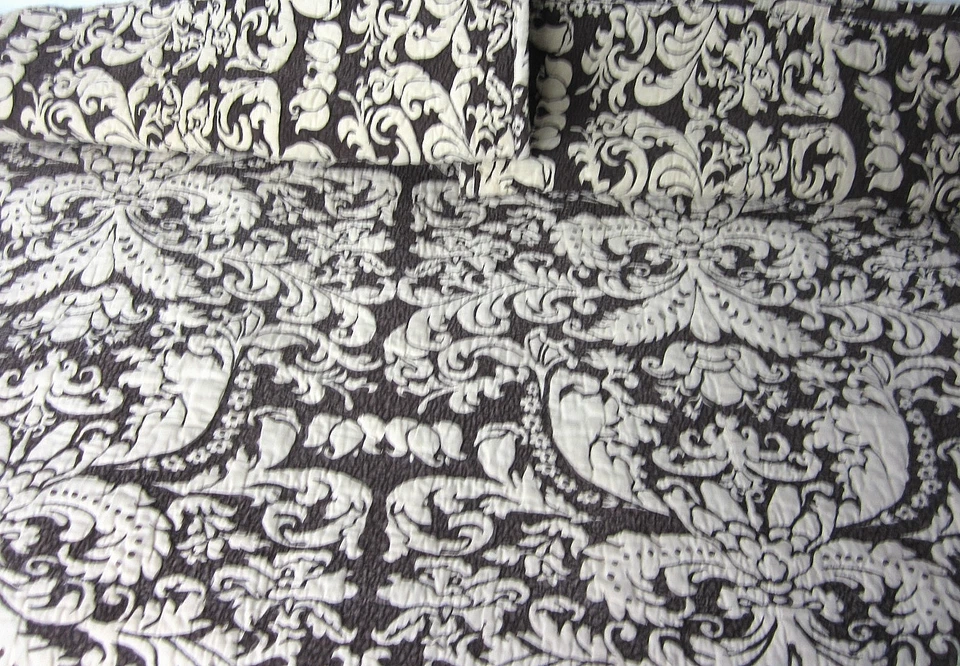 Vintage Pine Cone Hill QUEEN Size 3 Piece Quilt Set Brown/Cream Paisley Floral - Image 2 of 4