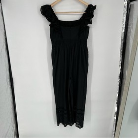 Madwell Black Eyelet Frilled Strap Ruffle Trim Jumpsuit