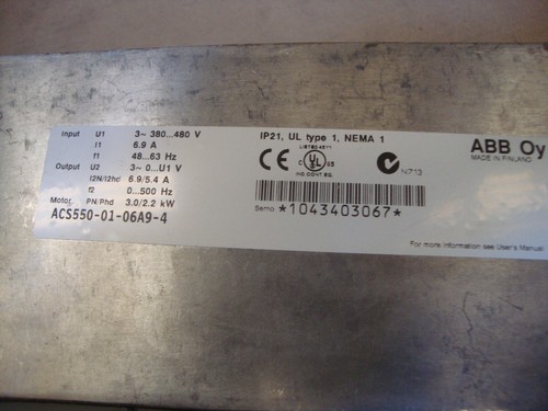 ABB Frequenzumrichter  (ACS550-01-06A9-4 A) Inverter 3.0/2.2KW 3PH +Panel  Gebr. - Bild 4 von 4